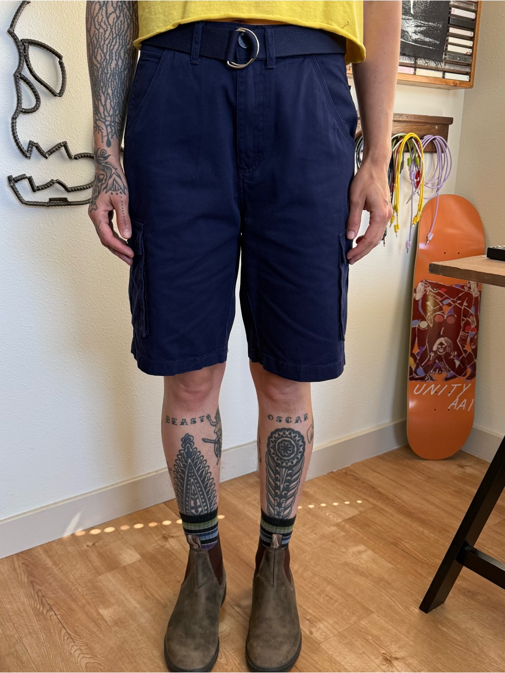 Nwt Stone Mountain Utility Cargo Shorts Navy Blue Cotton ~ Size 30